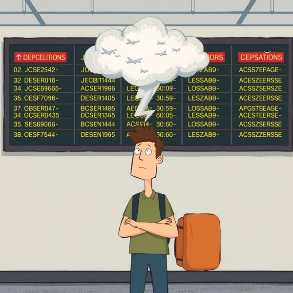 Um painel de partidas de aeroporto mostrando a flight cancellation.