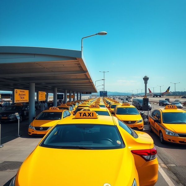 Una imagen que muestra un área designada con un letrero para una parada de taxis.