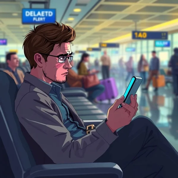 Un tabellone partite di un aeroporto che mostra a flight delay