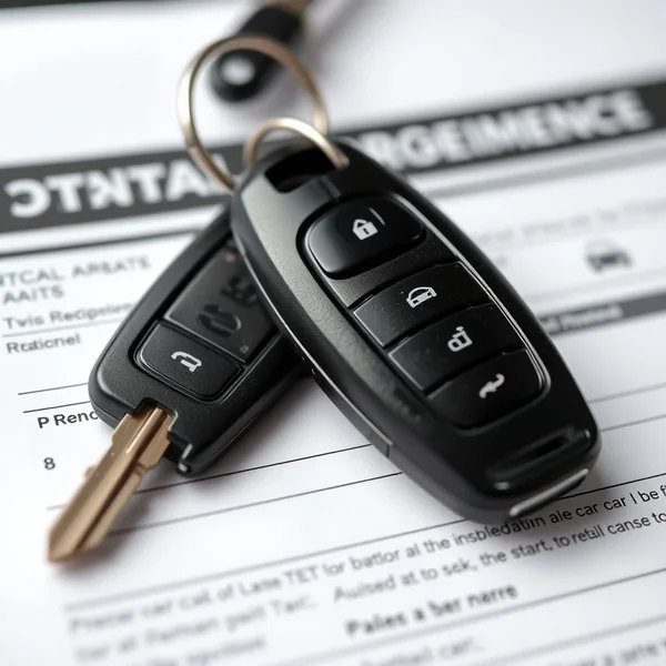 A person holding keys for a rental car