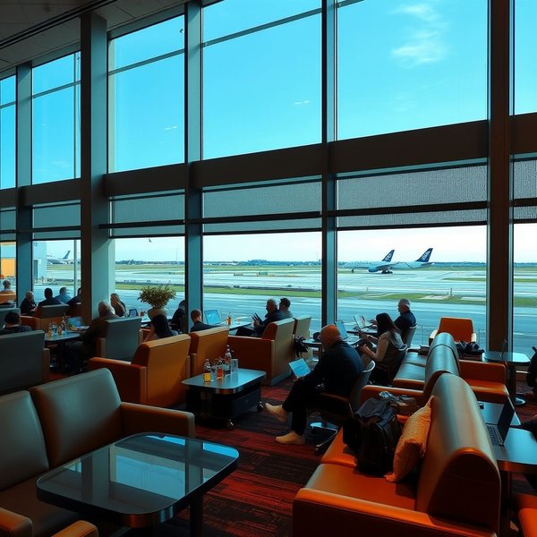 Image of an airport lounge, a useful English phrase for travelers