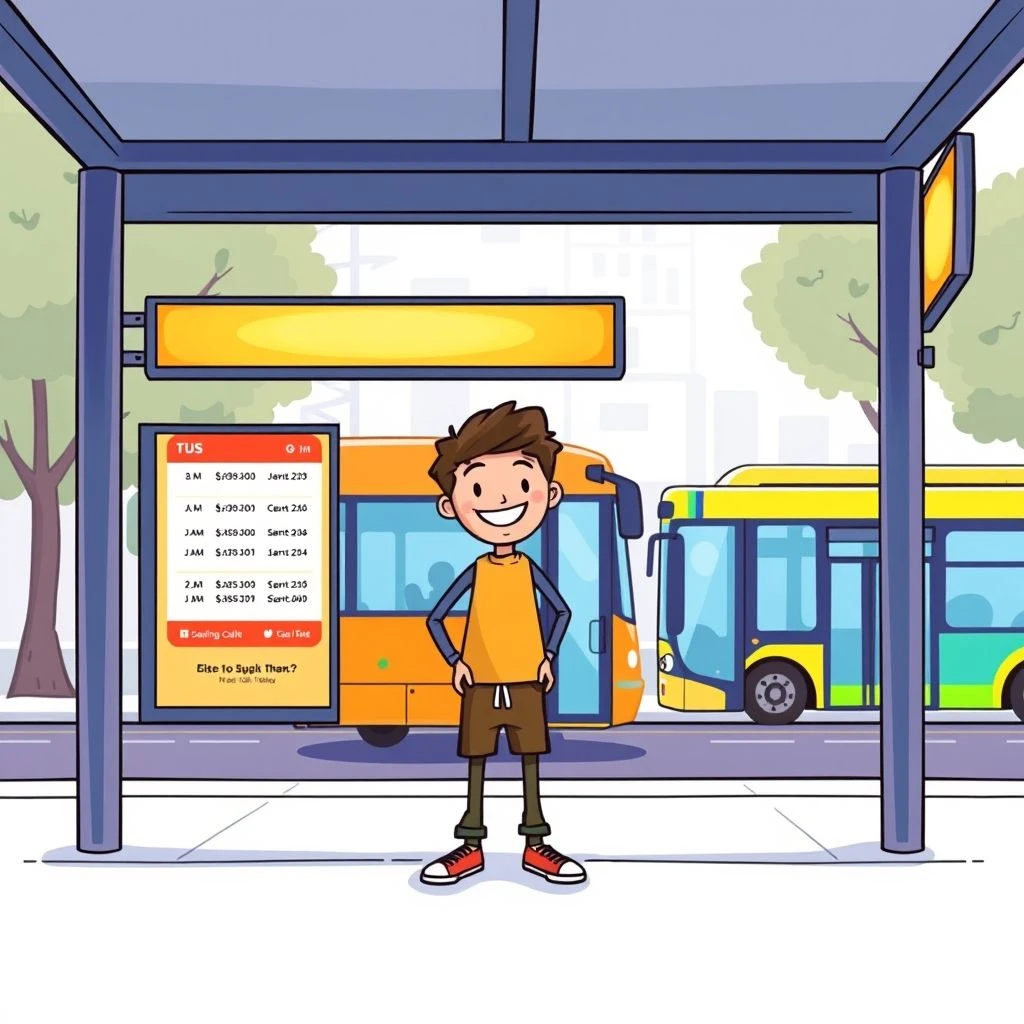 Das Verständnis und die Verwendung der Nominalphrase a bus stop