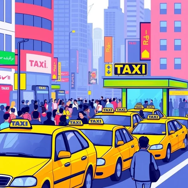 An image showing a designated area with a sign for a taxi stand.