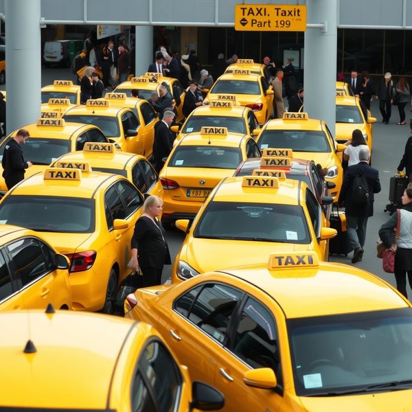 Een afbeelding laat een aangewezen plek met een bord voor een taxi stand zien.