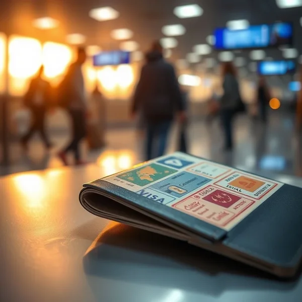 Een afbeelding die een travel document zoals een paspoort of visum toont