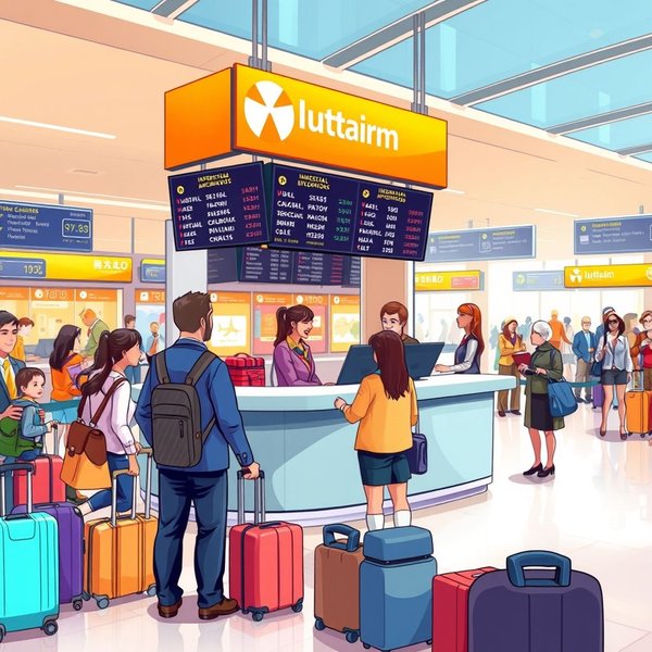 An illustration of the information desk in an airport.