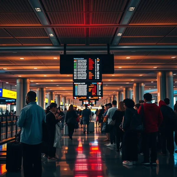 空港のa boarding gateを示す画像