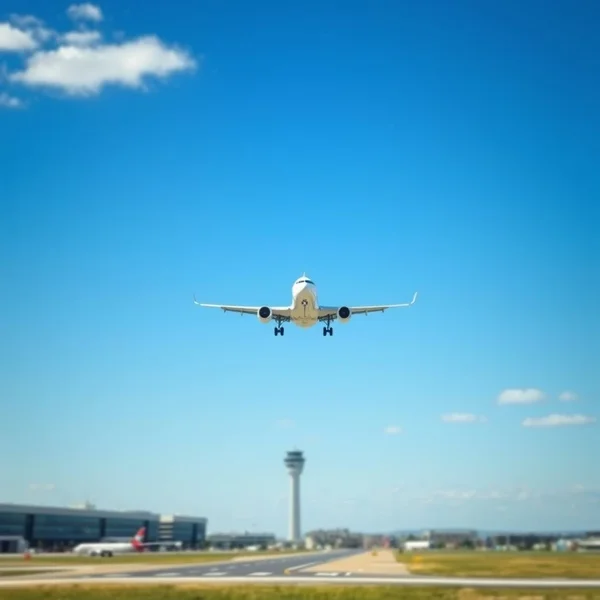 An airplane on a runway at an airport