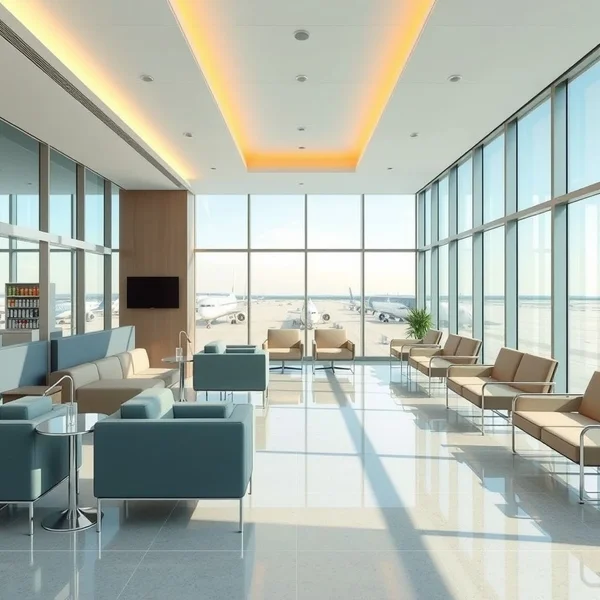 Image of an airport lounge, a useful English phrase for travelers