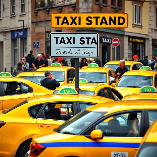 An image showing a designated area with a sign for a taxi stand.