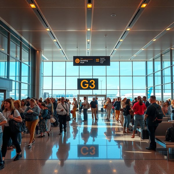 An image showing a boarding gate at an airport