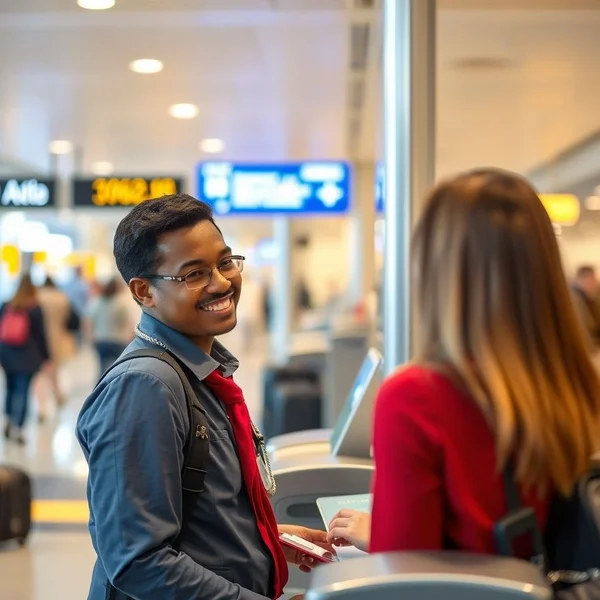 Image showing an immigration officer at a passport control booth