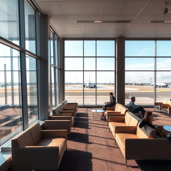 Image of an airport lounge, a useful English phrase for travelers