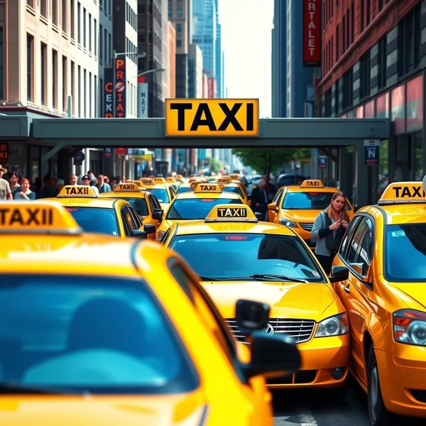 An image showing a designated area with a sign for a taxi stand.