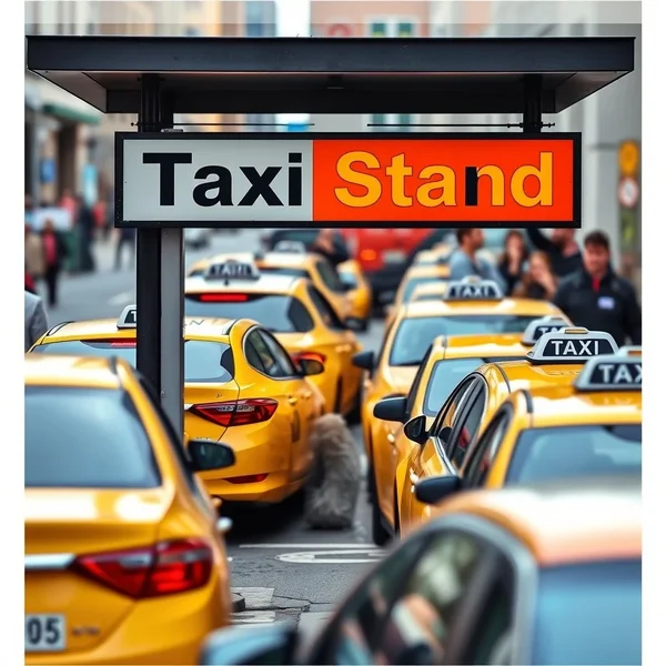 Ein Bild, das einen ausgewiesenen Bereich mit einem Schild für eine Taxi-Haltestelle zeigt.