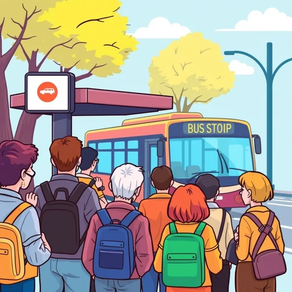 لافتة تشير إلى a bus stop