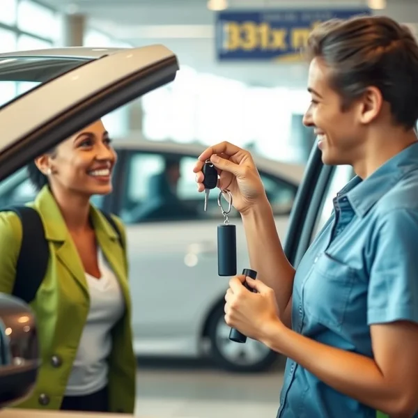 A person holding keys for a rental car