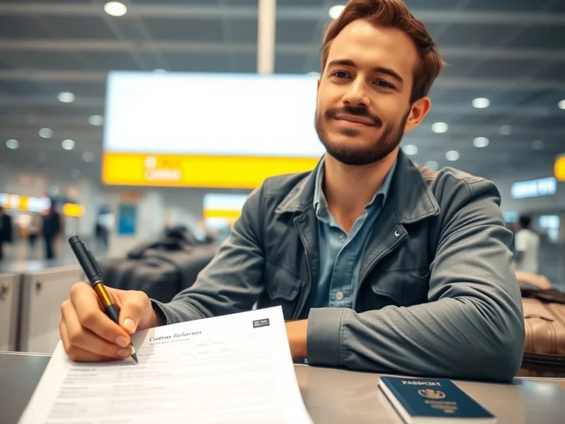 An example of a customs declaration form