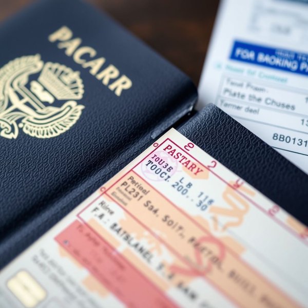 An image showing a travel document like a passport or visa