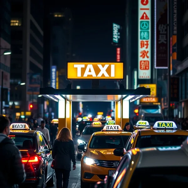 An image showing a designated area with a sign for a taxi stand.