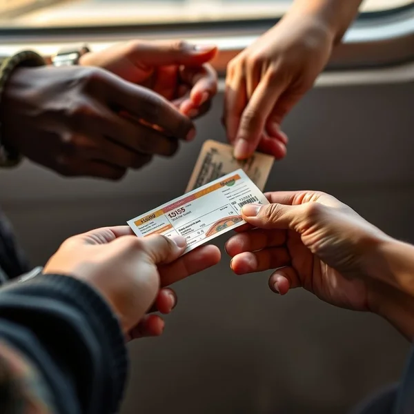 Imagen de una persona pagando un bus fare