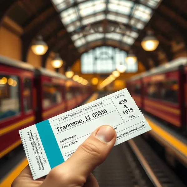 A person holding a train ticket in a station