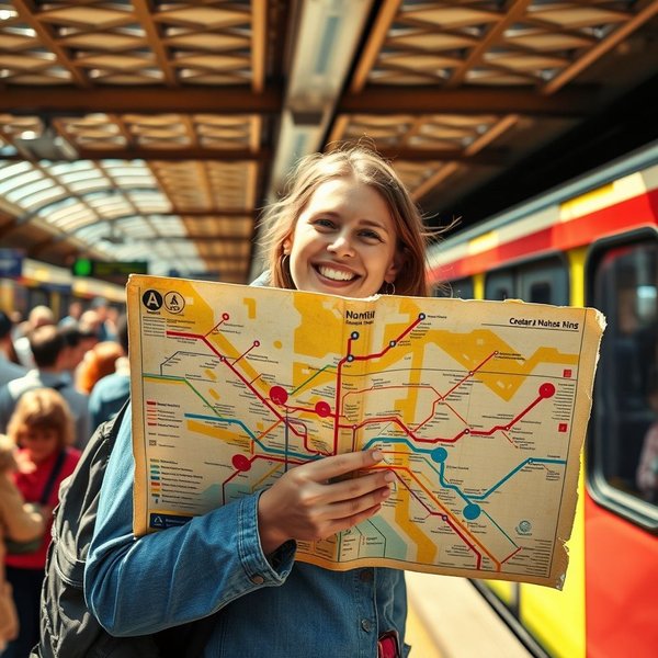 A person looking at a subway map in a station