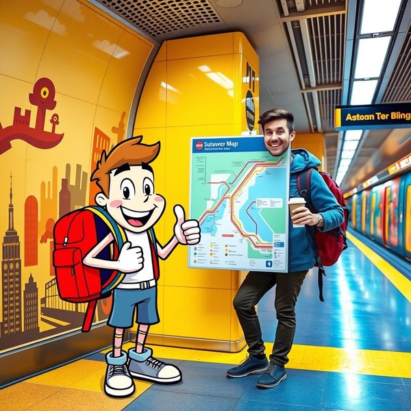 Une personne regarde a subway map dans une station