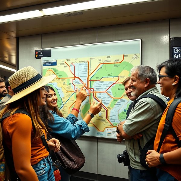 Una persona mirando a subway map en una estación