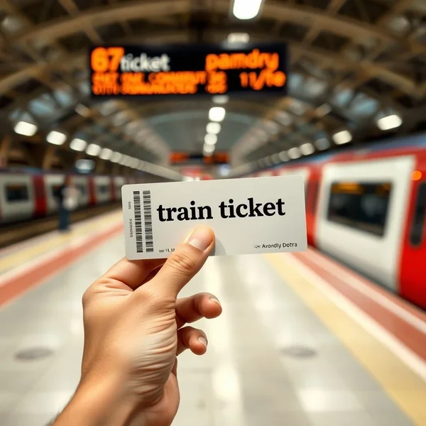 Birisi bir tren biletini istasyonda tutuyor