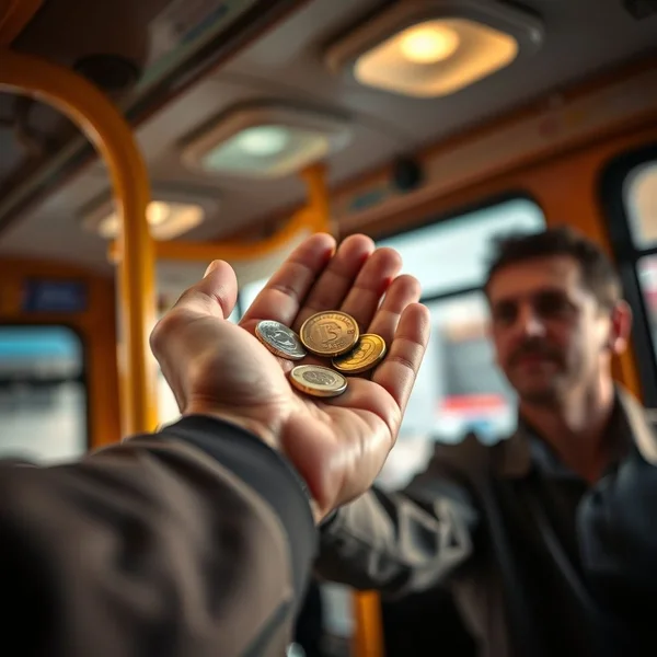 Image of a person paying a bus fare