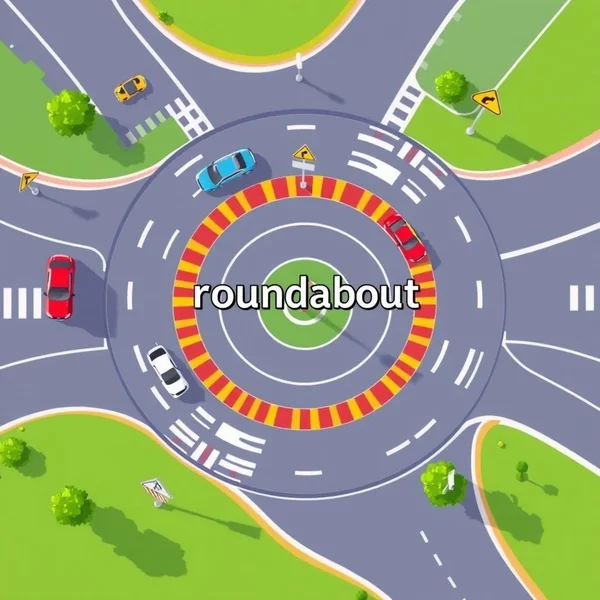 Image montrant a roundabout pour illustrer le syntagme nominal