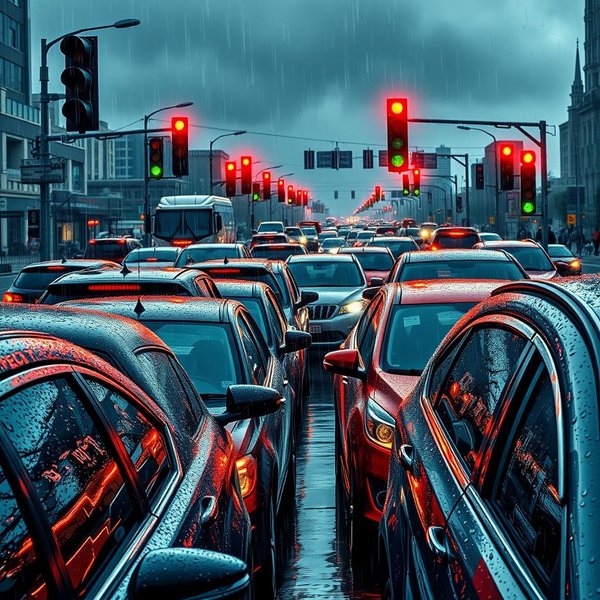 Image showing a traffic jam from a car's perspective
