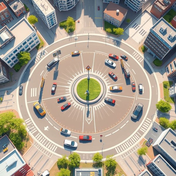 Gambar yang menampilkan a roundabout untuk mengilustrasikan frasa nomina