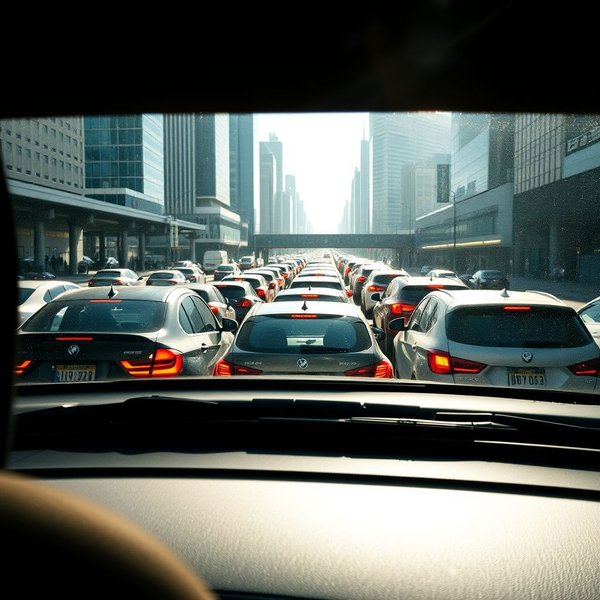 Image showing a traffic jam from a car's perspective