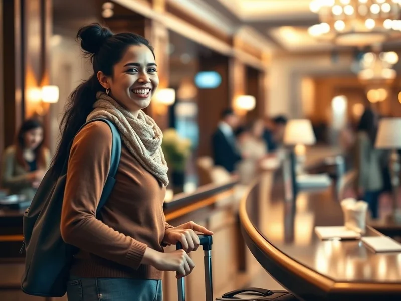 Traveler at a hotel desk asking about the check-in time
