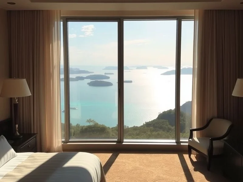 Image of a hotel room with a view of the sea, demonstrating the concept of "a room with a view"