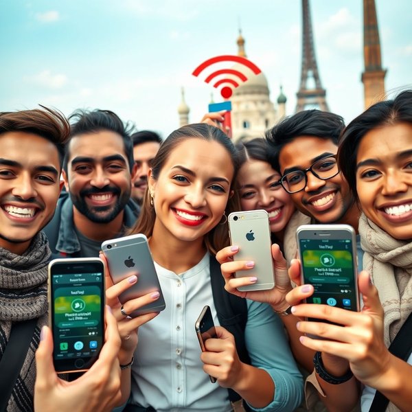 Image showing a traveler holding a local SIM card