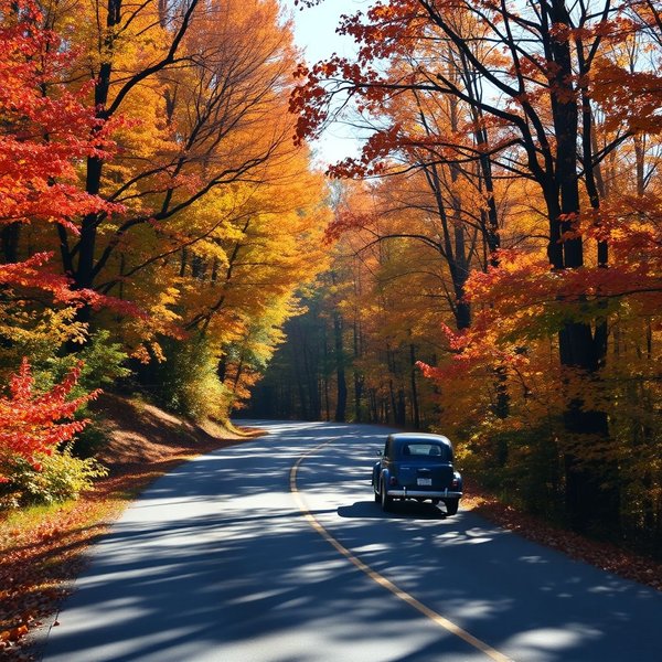 Image of a car driving on a scenic route