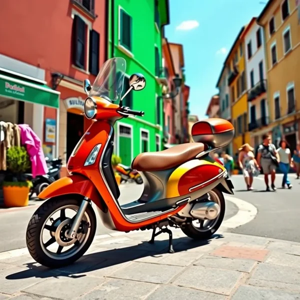 Image of a scooter with text "a scooter rental"
