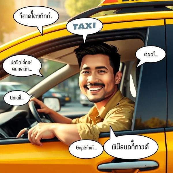 การใช้วลีคำนาม a taxi driver ในประโยค