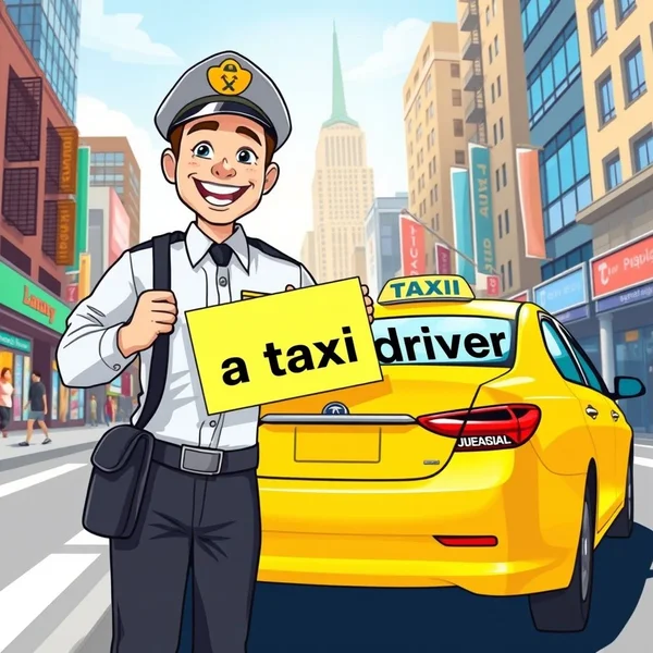 在句子中使用名词短语 a taxi driver