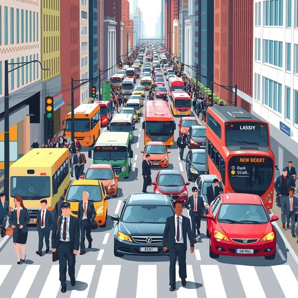 Image of a busy street during rush hour