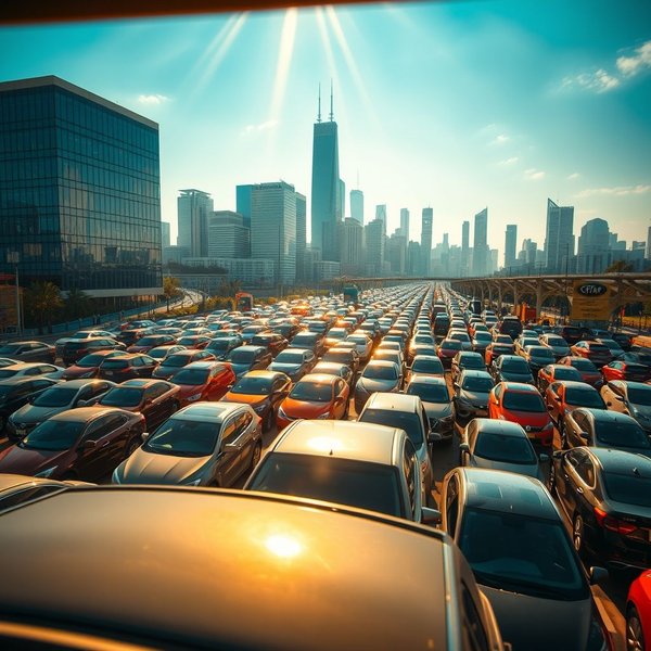 자동차 시점에서 바라본 a traffic jam의 이미지