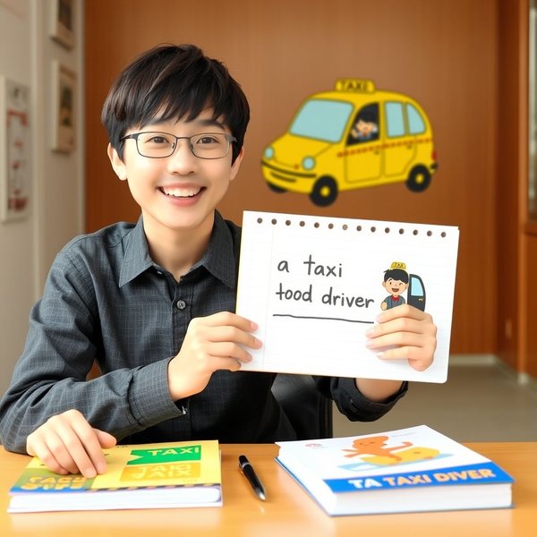 Using the noun phrase a taxi driver in a sentence