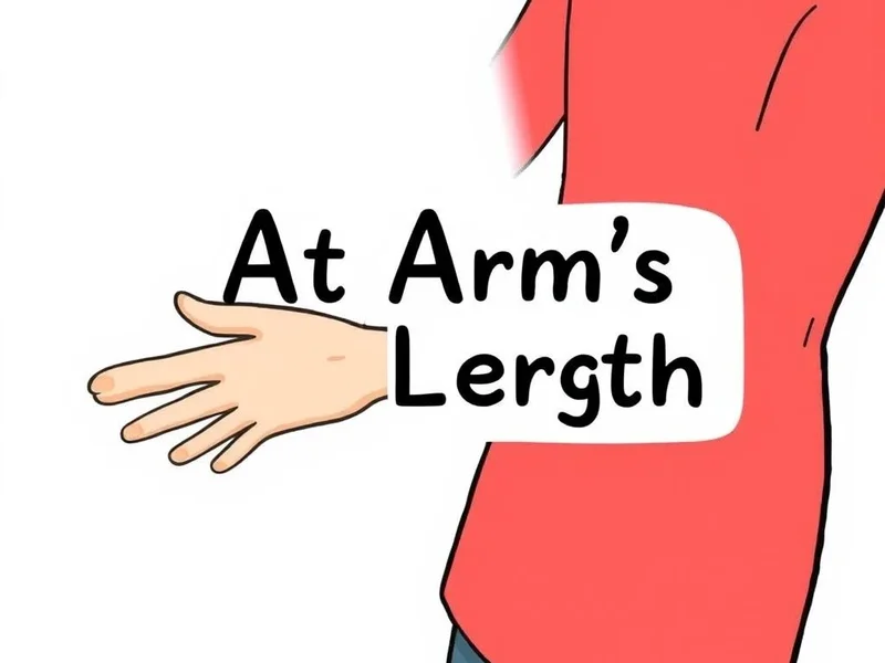 Image title: Illustrating the meaning of At Arm's Length in English idioms