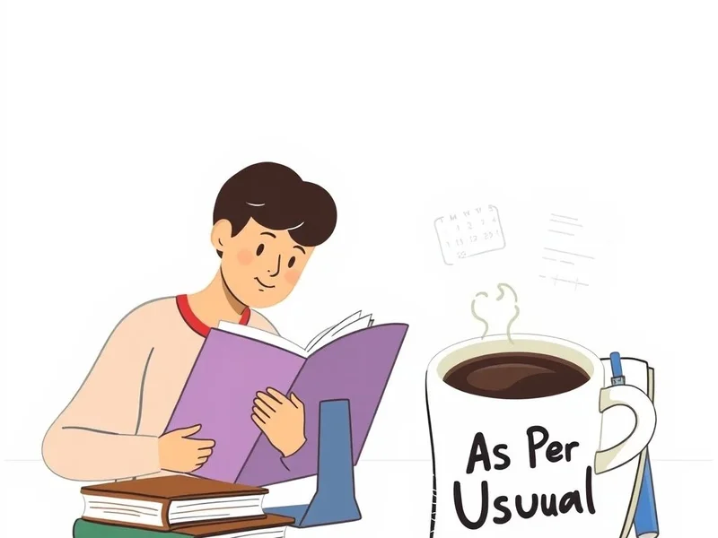 Image showing a routine or typical daily scene with the text "As Per Usual" subtly integrated