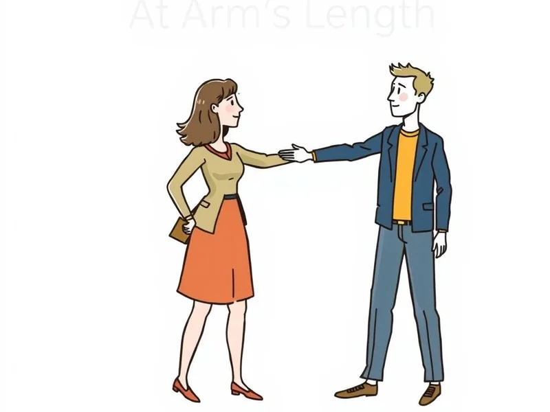 Image title: Illustrating the meaning of At Arm's Length in English idioms