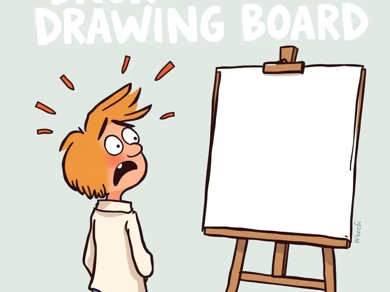 Illustration of a frustrated person looking at a messy drawing board, symbolizing going Back To The Drawing Board