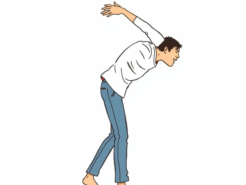 Persona literalmente doblándose hacia atrás para ilustrar el modismo Bend Over Backwards